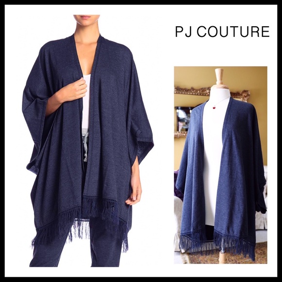 BLUE LUXE CARDIGAN CAPE PONCHO BLANKET WRAP A2C - Picture 8 of 8